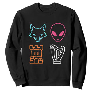 Fox Alien Castle Harp Retro Sweatshirt San Antonio Texas Sports