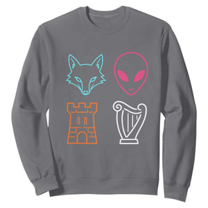 Fox Alien Castle Harp Retro Sweatshirt San Antonio Texas Sports