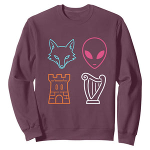 Fox Alien Castle Harp Retro Sweatshirt San Antonio Texas Sports