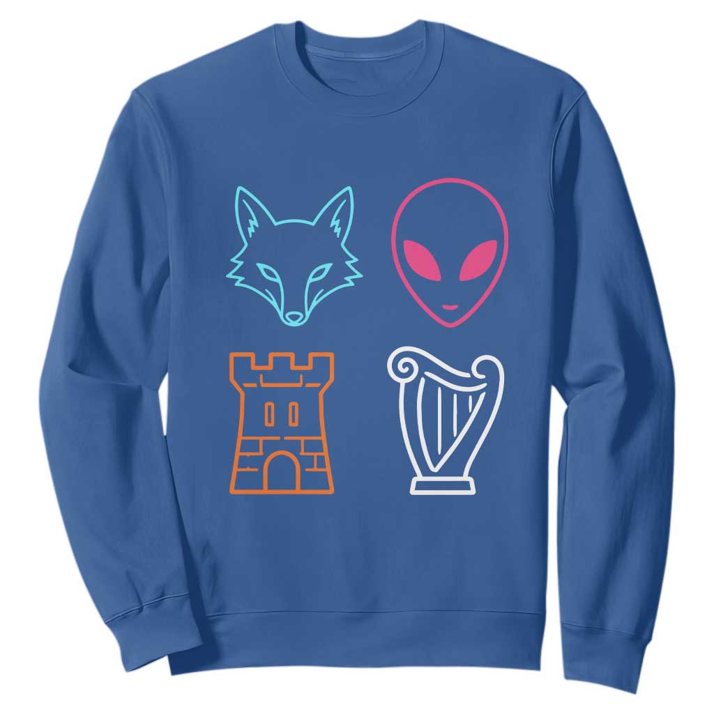 Fox Alien Castle Harp Retro Sweatshirt San Antonio Texas Sports