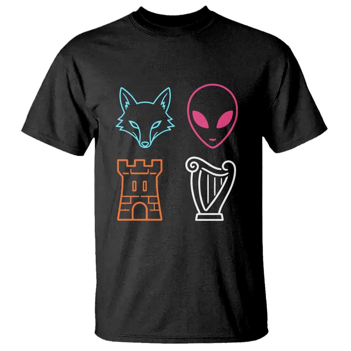 Fox Alien Castle Harp Retro T Shirt San Antonio Texas Sports
