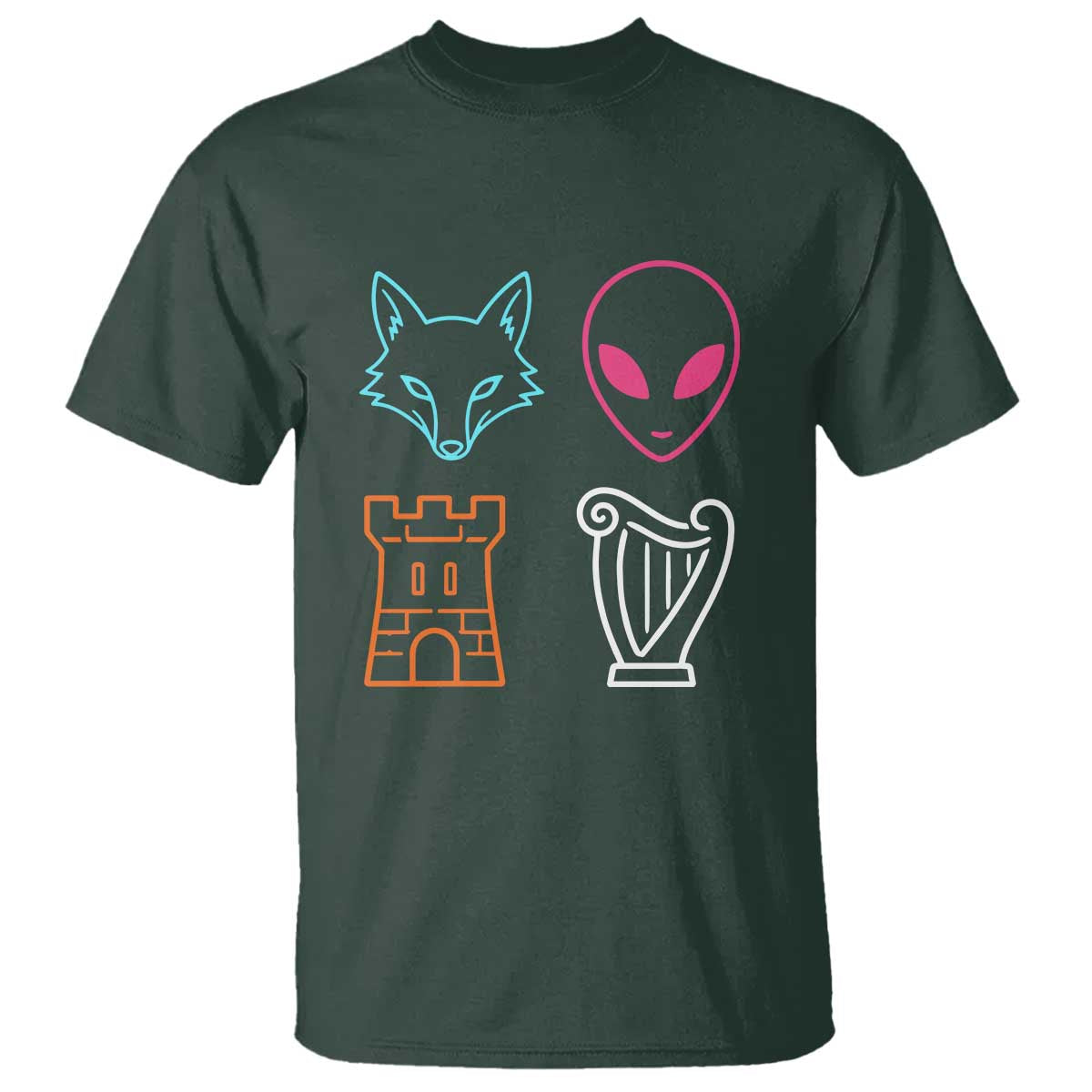 Fox Alien Castle Harp Retro T Shirt San Antonio Texas Sports