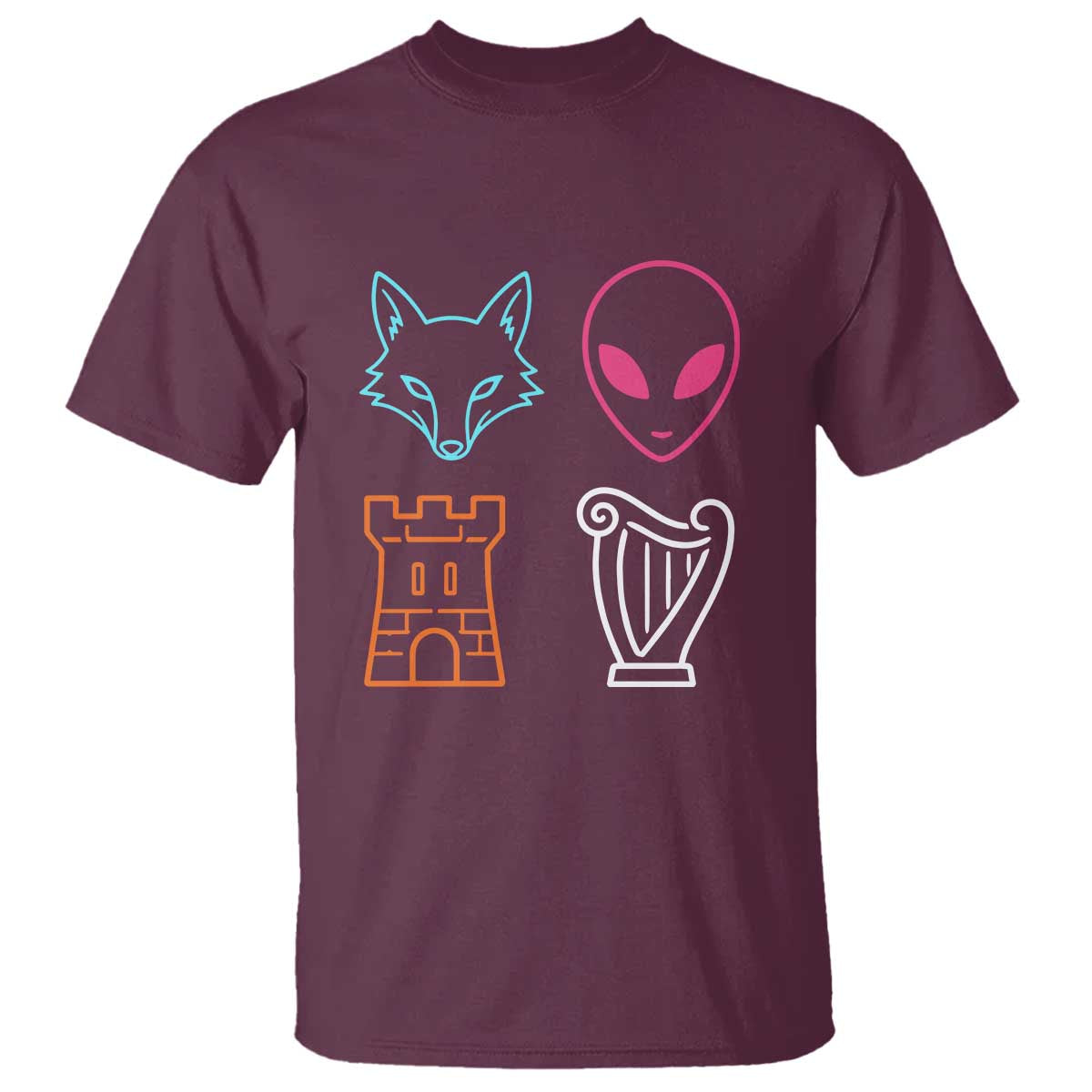 Fox Alien Castle Harp Retro T Shirt San Antonio Texas Sports