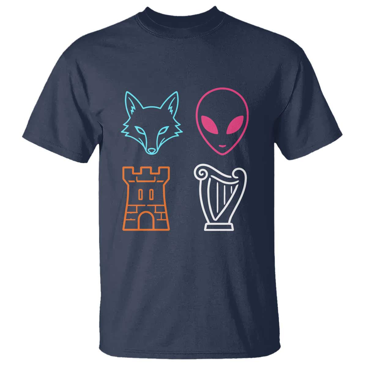 Fox Alien Castle Harp Retro T Shirt San Antonio Texas Sports