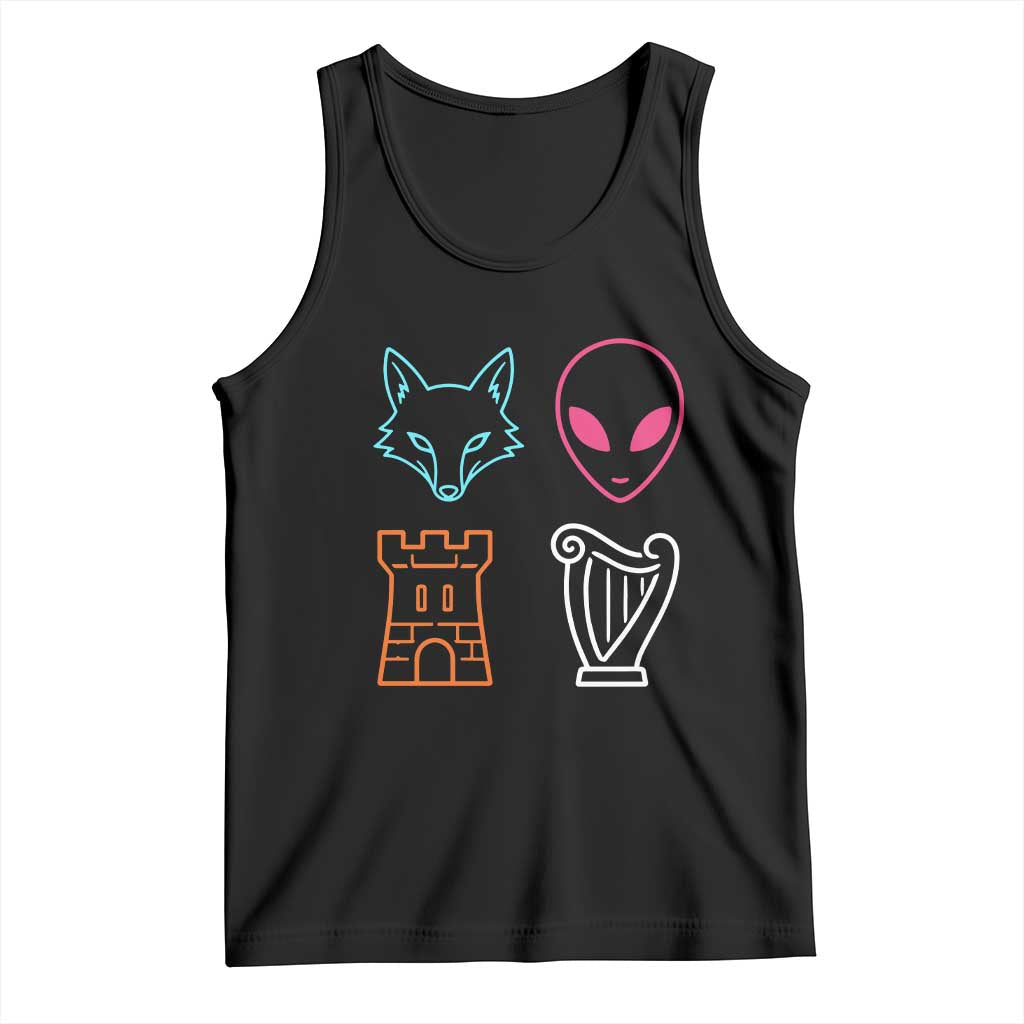 Fox Alien Castle Harp Retro Tank Top San Antonio Texas Sports