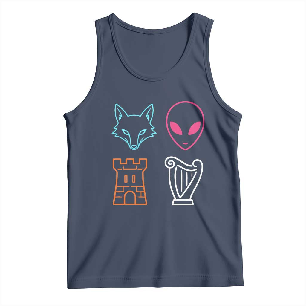 Fox Alien Castle Harp Retro Tank Top San Antonio Texas Sports