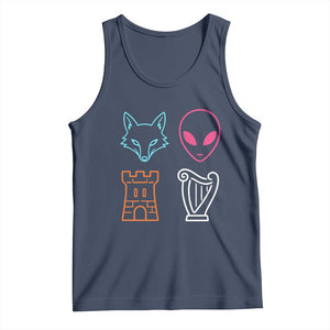 Fox Alien Castle Harp Retro Tank Top San Antonio Texas Sports
