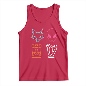 Fox Alien Castle Harp Retro Tank Top San Antonio Texas Sports