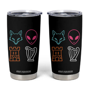 Fox Alien Castle Harp Retro Tumbler Cup San Antonio Texas Sports