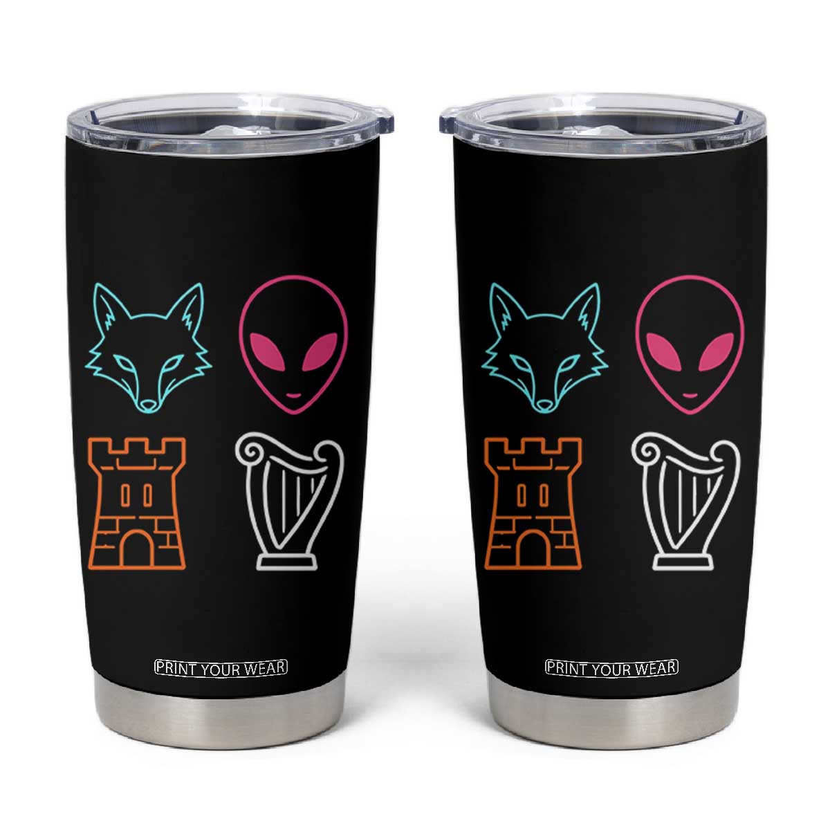 Fox Alien Castle Harp Retro Tumbler Cup San Antonio Texas Sports TS11 Black Print Your Wear