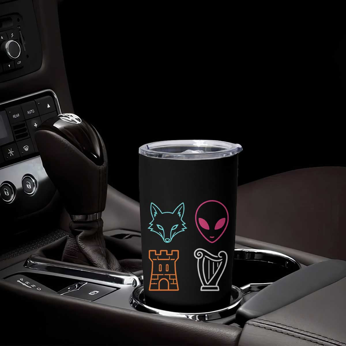 Fox Alien Castle Harp Retro Tumbler Cup San Antonio Texas Sports