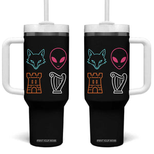 Fox Alien Castle Harp Retro Tumbler With Handle San Antonio Texas Sports
