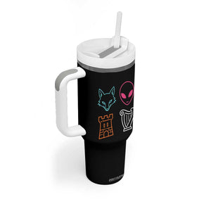 Fox Alien Castle Harp Retro Tumbler With Handle San Antonio Texas Sports