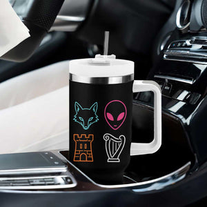 Fox Alien Castle Harp Retro Tumbler With Handle San Antonio Texas Sports