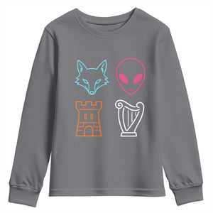 Fox Alien Castle Harp Retro Youth Sweatshirt San Antonio Texas Sports