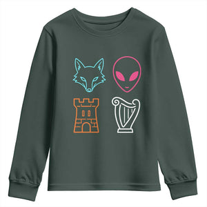Fox Alien Castle Harp Retro Youth Sweatshirt San Antonio Texas Sports
