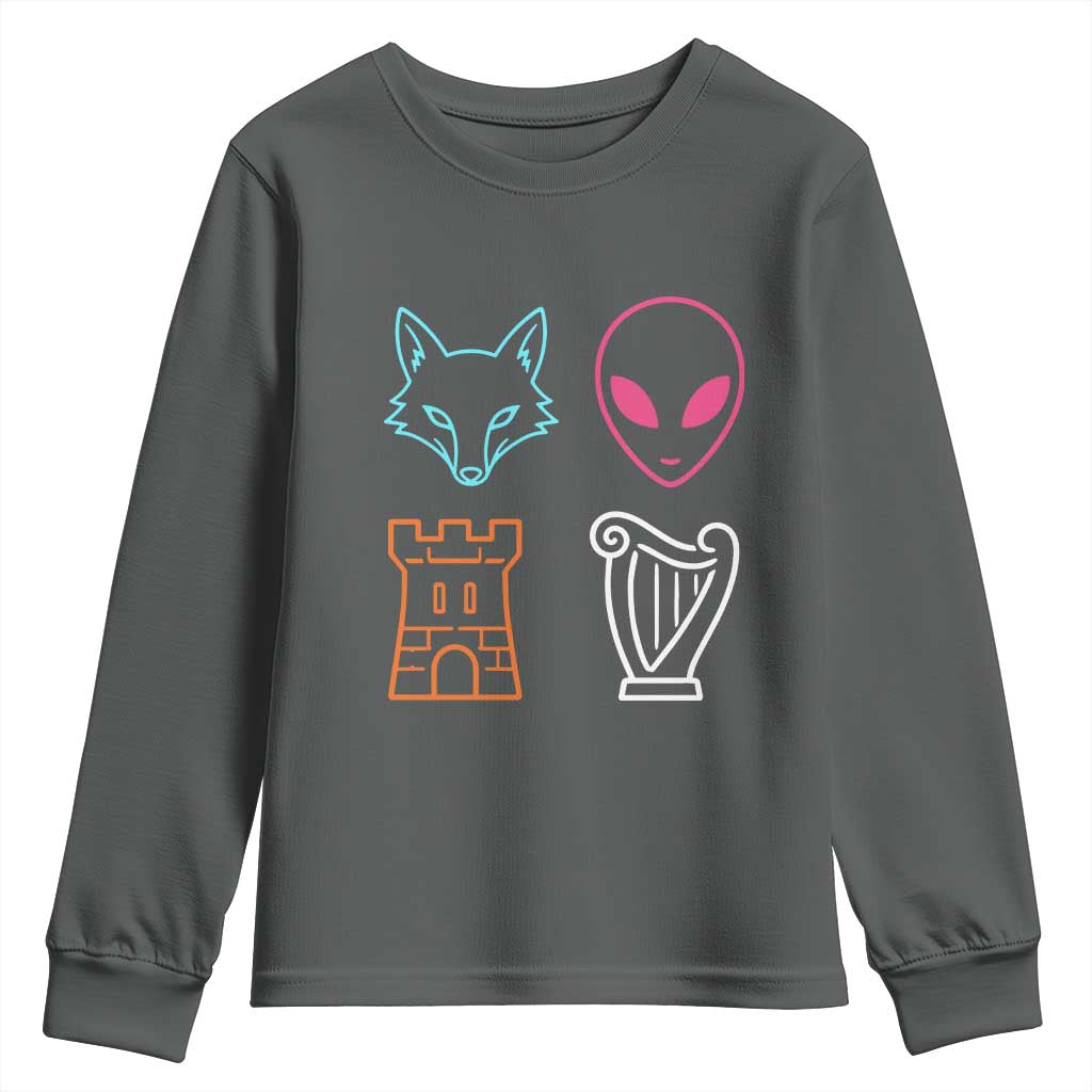 Fox Alien Castle Harp Retro Youth Sweatshirt San Antonio Texas Sports