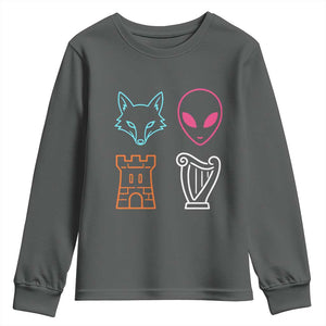 Fox Alien Castle Harp Retro Youth Sweatshirt San Antonio Texas Sports