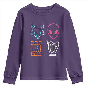 Fox Alien Castle Harp Retro Youth Sweatshirt San Antonio Texas Sports