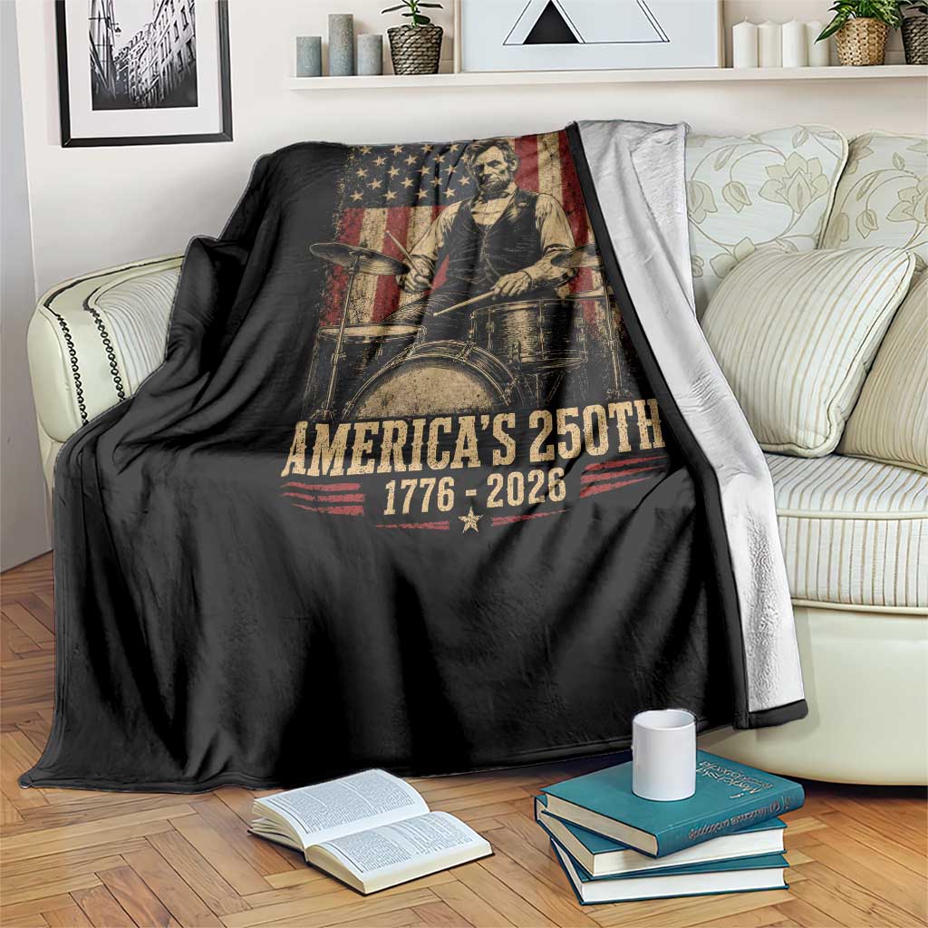 America's 250th Abraham Lincoln Playing Guitar 1776 2026 Throw Blanket Funny Electric Guitar Player