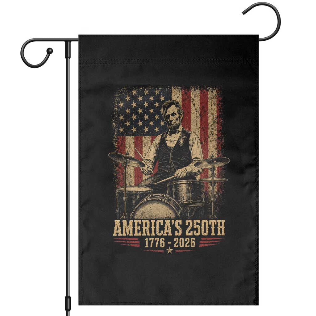 America's 250th Abraham Lincoln Playing Guitar 1776 2026 Garden Flag Funny Electric Guitar Player