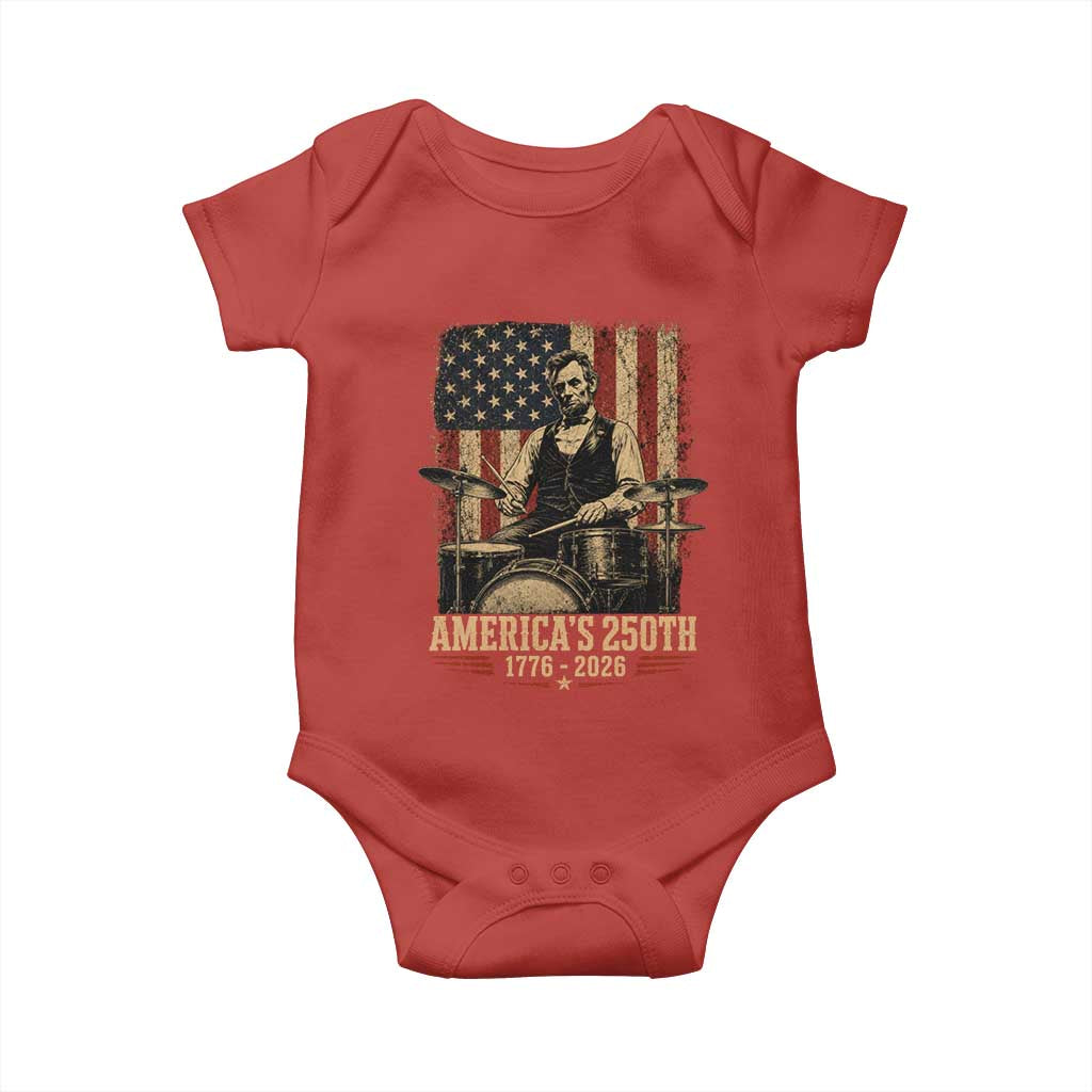 America's 250th Abraham Lincoln Playing Guitar 1776 2026 Baby Onesie Funny Electric Guitar Player