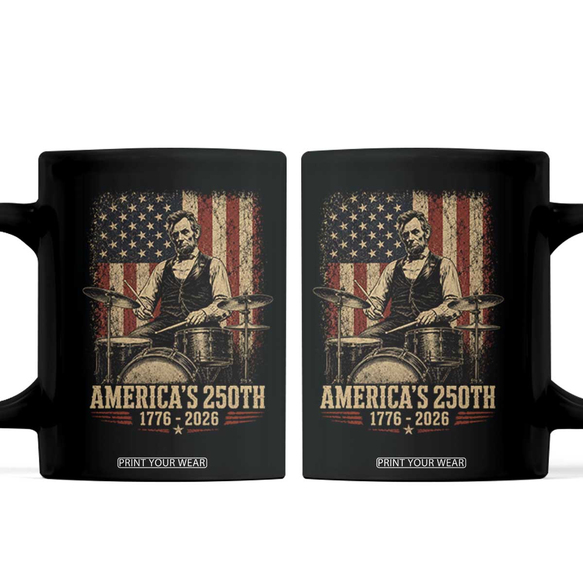 America's 250th Abraham Lincoln Playing Guitar 1776 2026 Coffee Mug Funny Electric Guitar Player