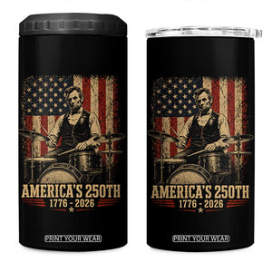 America's 250th Abraham Lincoln Playing Guitar 1776 2026 4 in 1 Can Cooler Tumbler Funny Electric Guitar Player