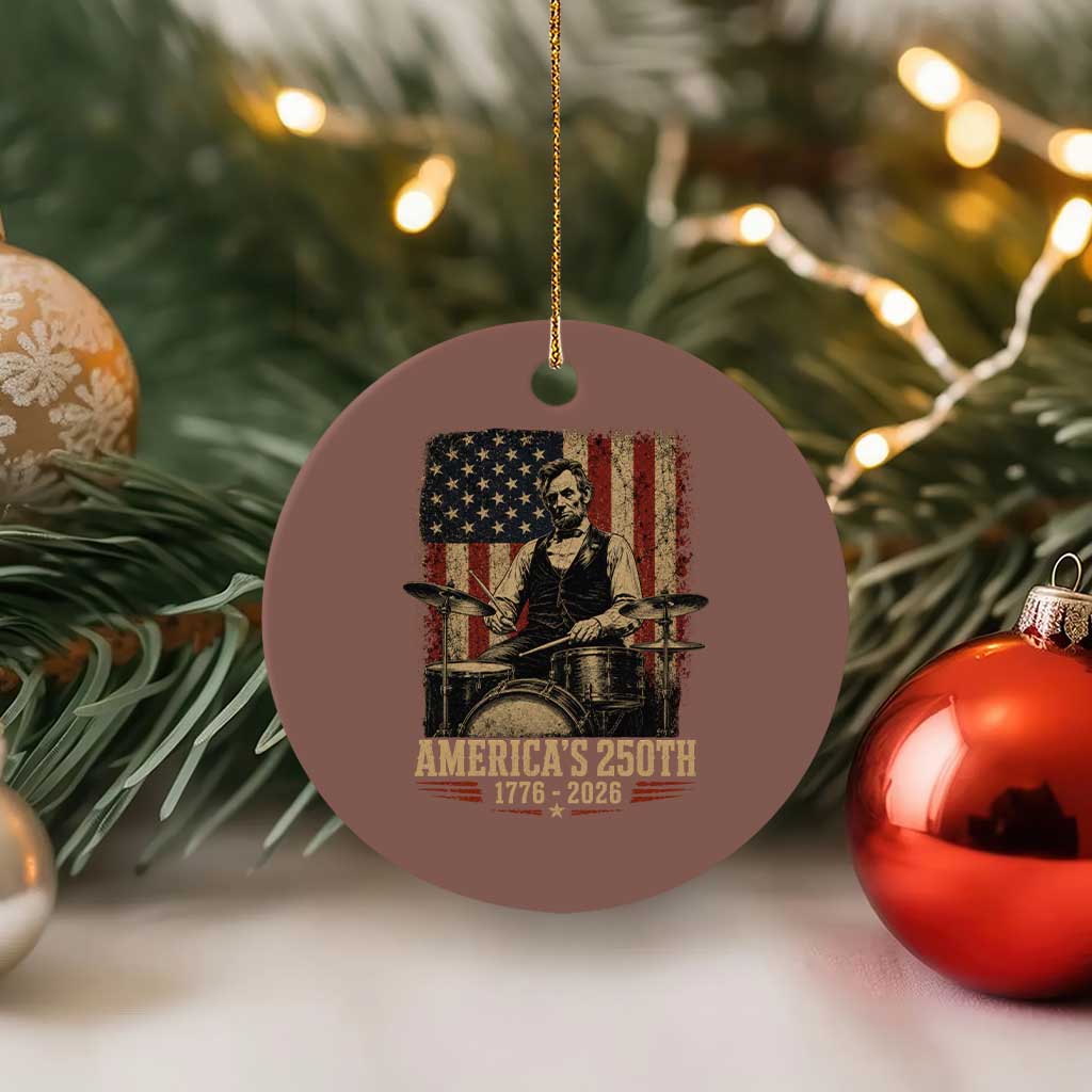 America's 250th Abraham Lincoln Playing Guitar 1776 2026 Ceramic Ornament Funny Electric Guitar Player