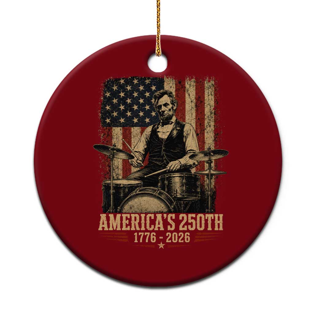 America's 250th Abraham Lincoln Playing Guitar 1776 2026 Ceramic Ornament Funny Electric Guitar Player