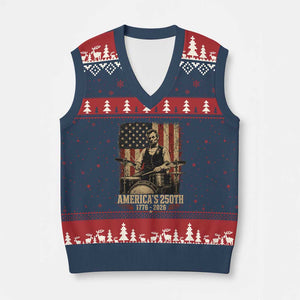 America's 250th Abraham Lincoln Playing Guitar 1776 2026 V-Neck Knit Sweater Vest Funny Electric Guitar Player