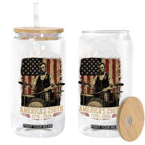 America's 250th Abraham Lincoln Playing Guitar 1776 2026 Glass Can Funny Electric Guitar Player