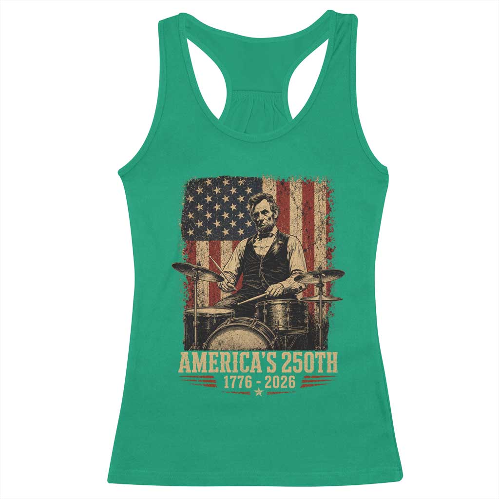 America's 250th Abraham Lincoln Playing Guitar 1776 2026 Racerback Tank Top Funny Electric Guitar Player