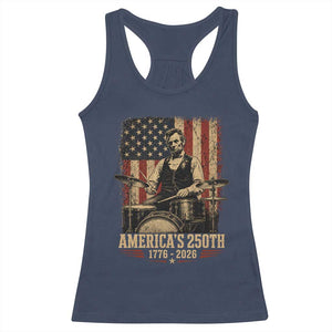 America's 250th Abraham Lincoln Playing Guitar 1776 2026 Racerback Tank Top Funny Electric Guitar Player