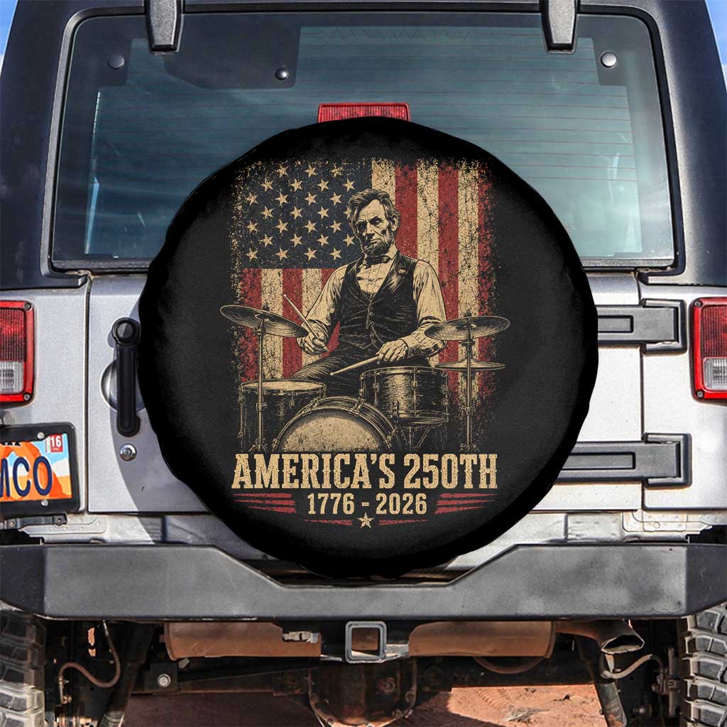 America's 250th Abraham Lincoln Playing Guitar 1776 2026 Spare Tire Cover Funny Electric Guitar Player TS11 No hole Black Print Your Wear