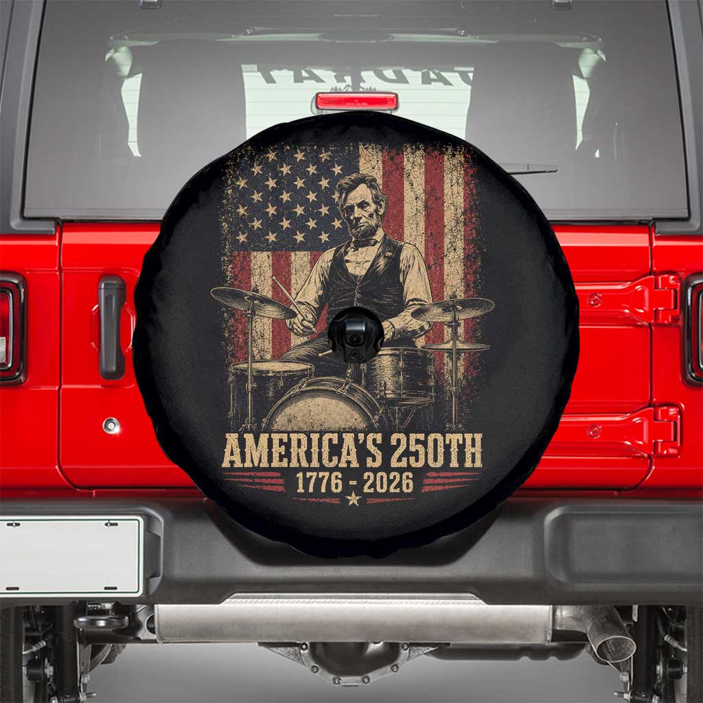 America's 250th Abraham Lincoln Playing Guitar 1776 2026 Spare Tire Cover Funny Electric Guitar Player