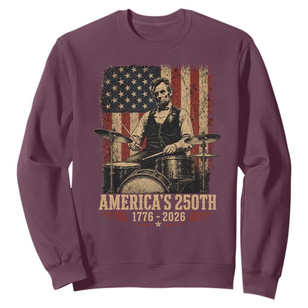 America's 250th Abraham Lincoln Playing Guitar 1776 2026 Sweatshirt Funny Electric Guitar Player