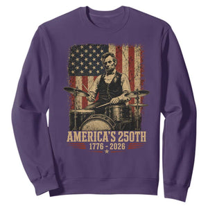 America's 250th Abraham Lincoln Playing Guitar 1776 2026 Sweatshirt Funny Electric Guitar Player