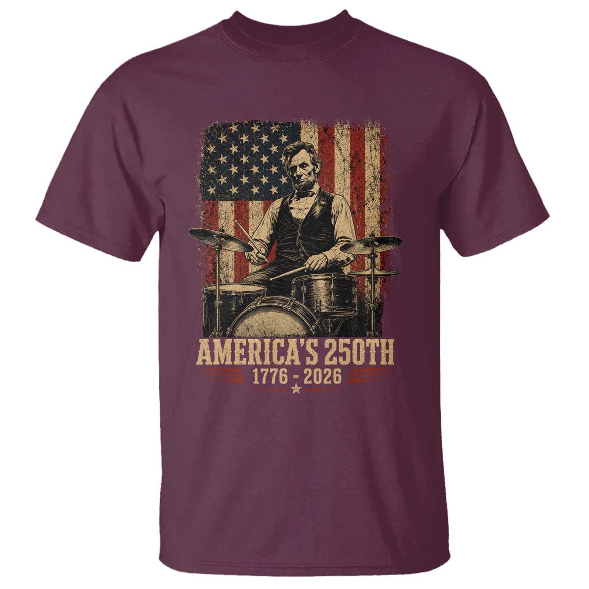 America's 250th Abraham Lincoln Playing Guitar 1776 2026 T Shirt Funny Electric Guitar Player