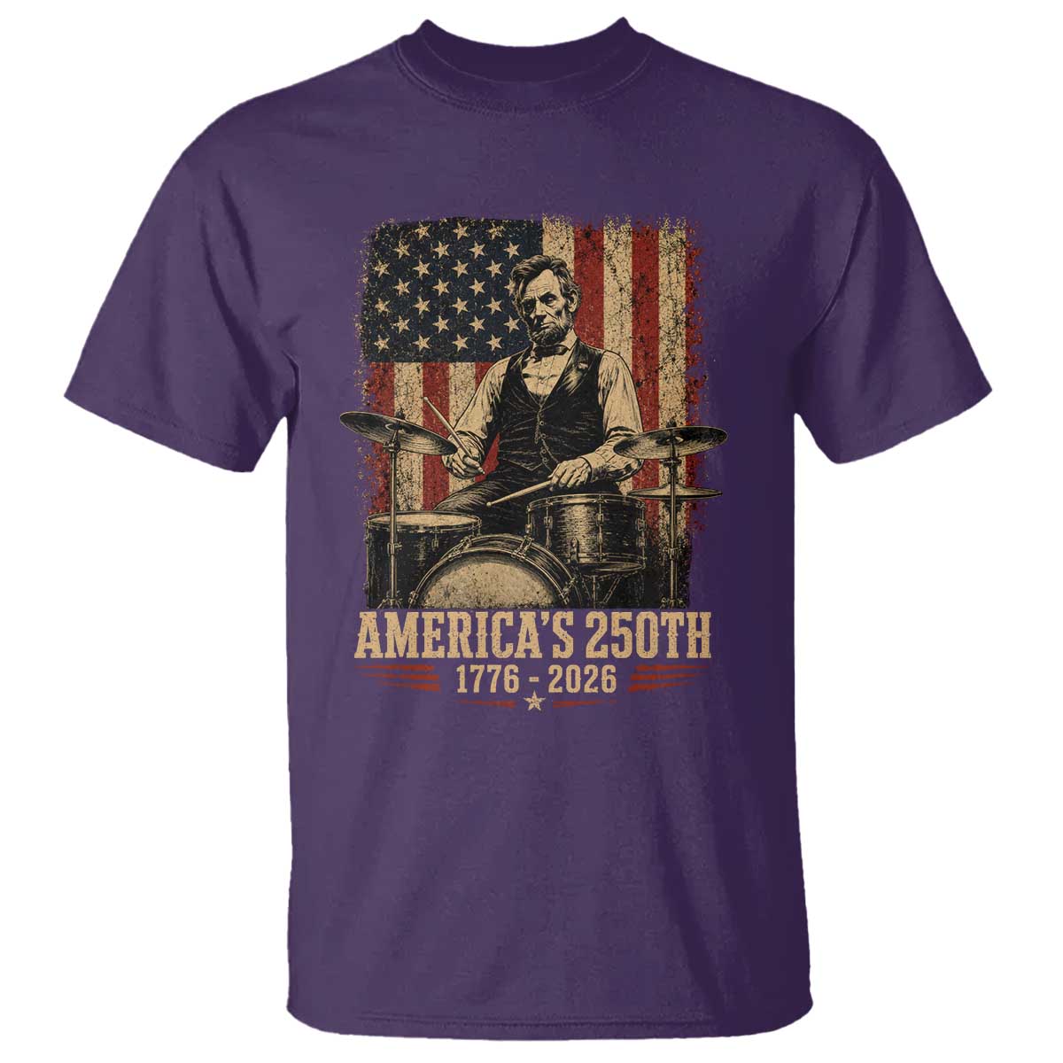 America's 250th Abraham Lincoln Playing Guitar 1776 2026 T Shirt Funny Electric Guitar Player