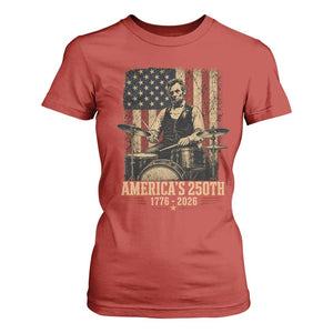 America's 250th Abraham Lincoln Playing Guitar 1776 2026 T Shirt For Women Funny Electric Guitar Player