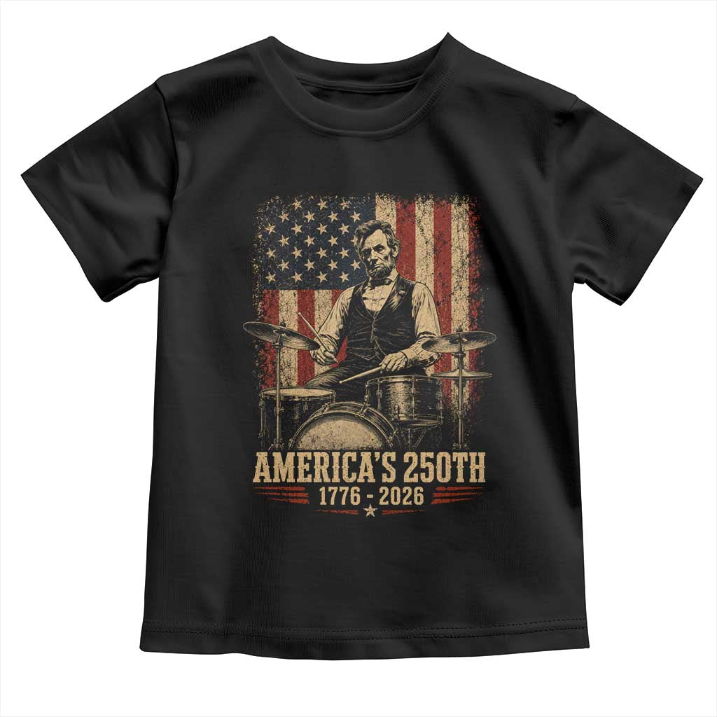 America's 250th Abraham Lincoln Playing Guitar 1776 2026 Toddler T Shirt Funny Electric Guitar Player TS11 Black Print Your Wear