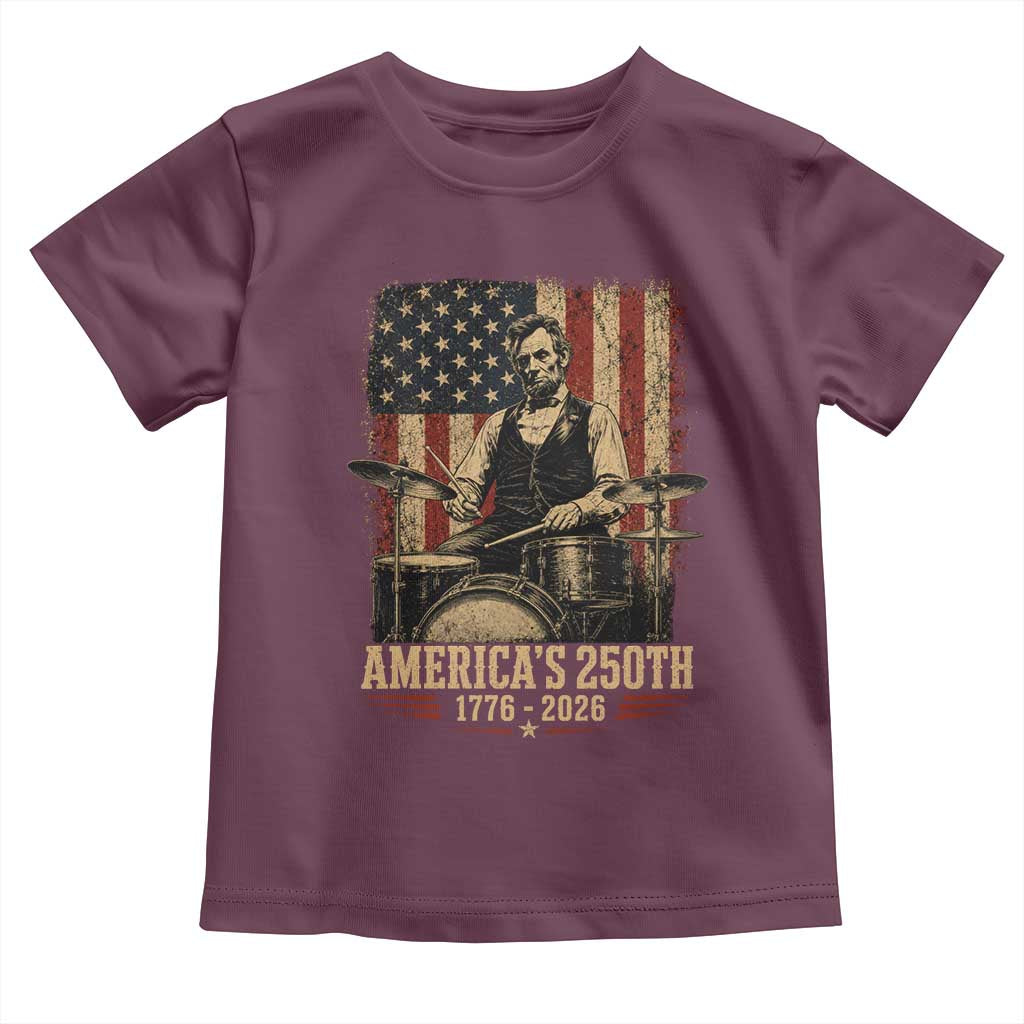 America's 250th Abraham Lincoln Playing Guitar 1776 2026 Toddler T Shirt Funny Electric Guitar Player