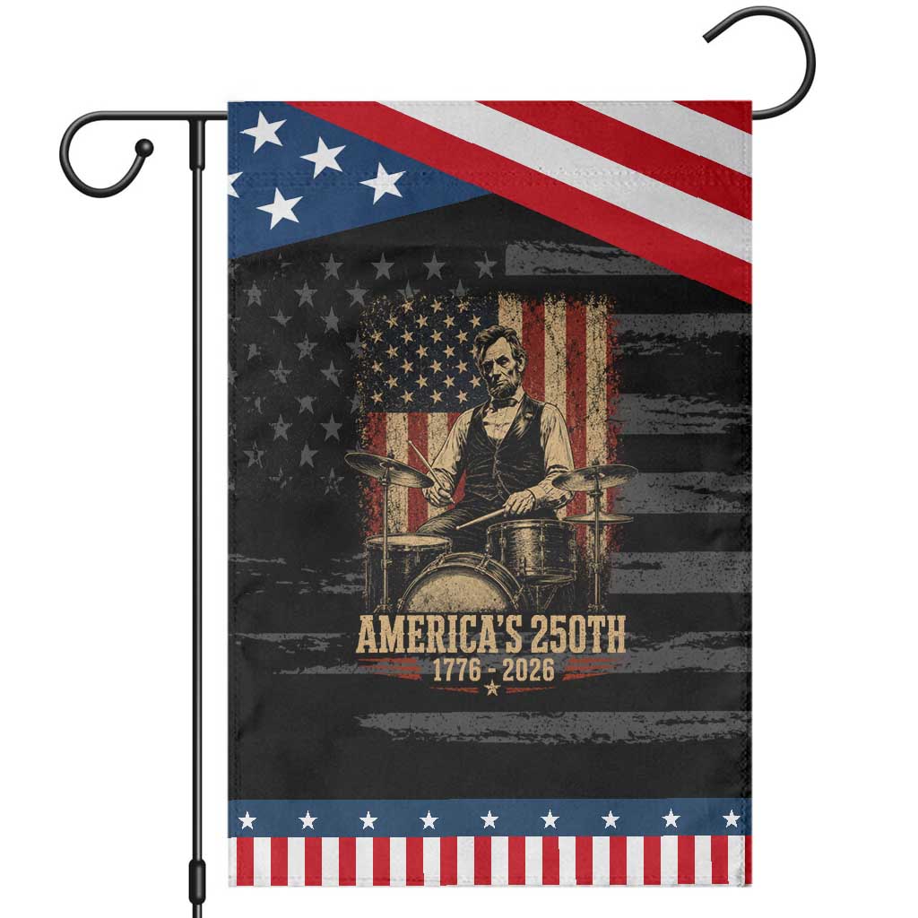 America's 250th Abraham Lincoln Playing Guitar 1776 2026 Patriotic Garden Flag Funny Electric Guitar Player
