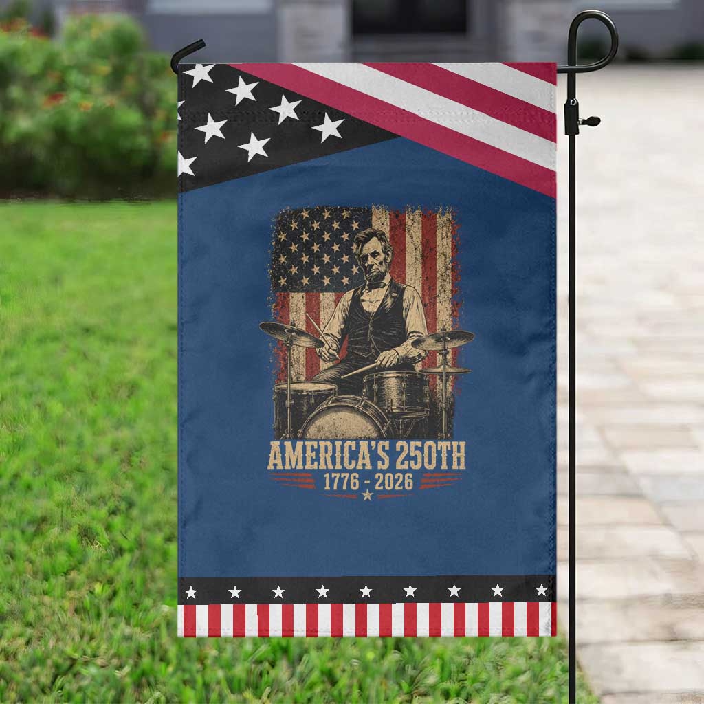 America's 250th Abraham Lincoln Playing Guitar 1776 2026 Patriotic Garden Flag Funny Electric Guitar Player