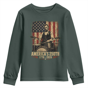 America's 250th Abraham Lincoln Playing Guitar 1776 2026 Youth Sweatshirt Funny Electric Guitar Player