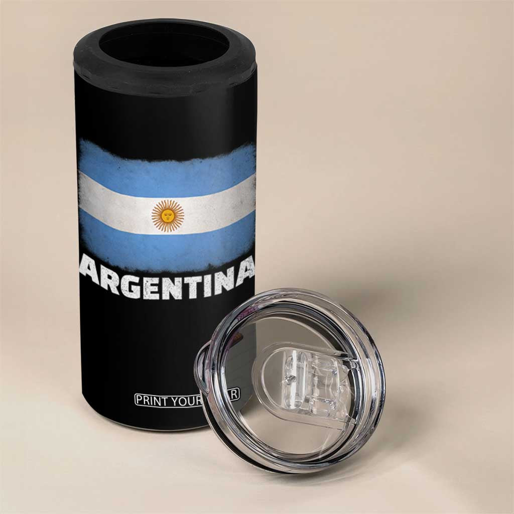 Vintage Argentina Flag Sun of May Argentinian Souvenir 4 in 1 Can Cooler Tumbler