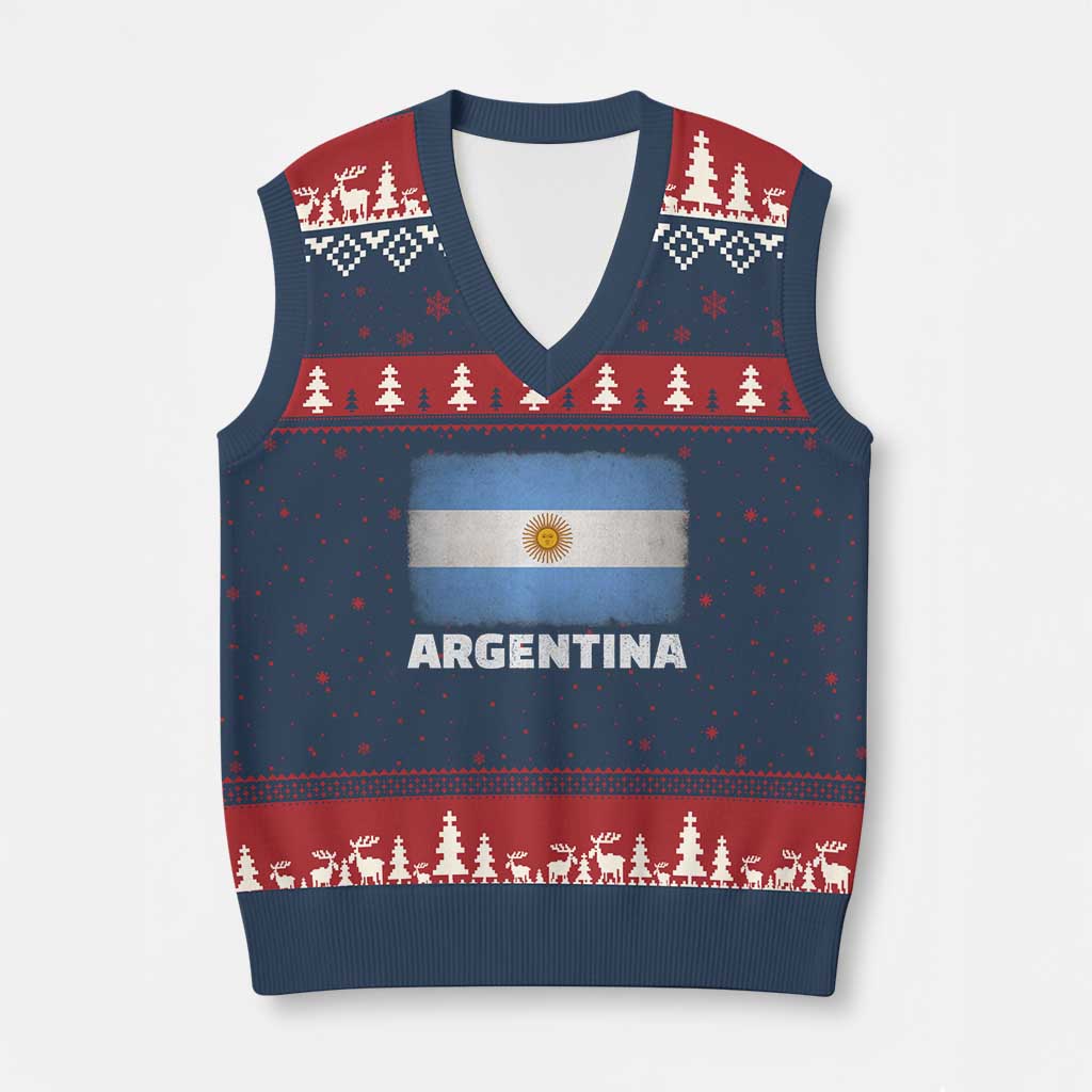 Vintage Argentina Flag Sun of May Argentinian Souvenir V-Neck Knit Sweater Vest