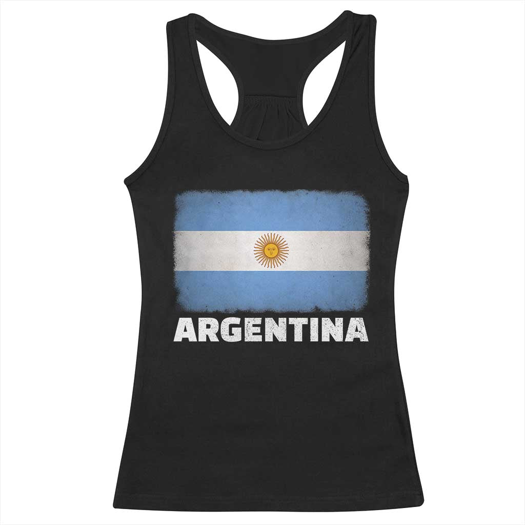Vintage Argentina Flag Sun of May Argentinian Souvenir Racerback Tank Top