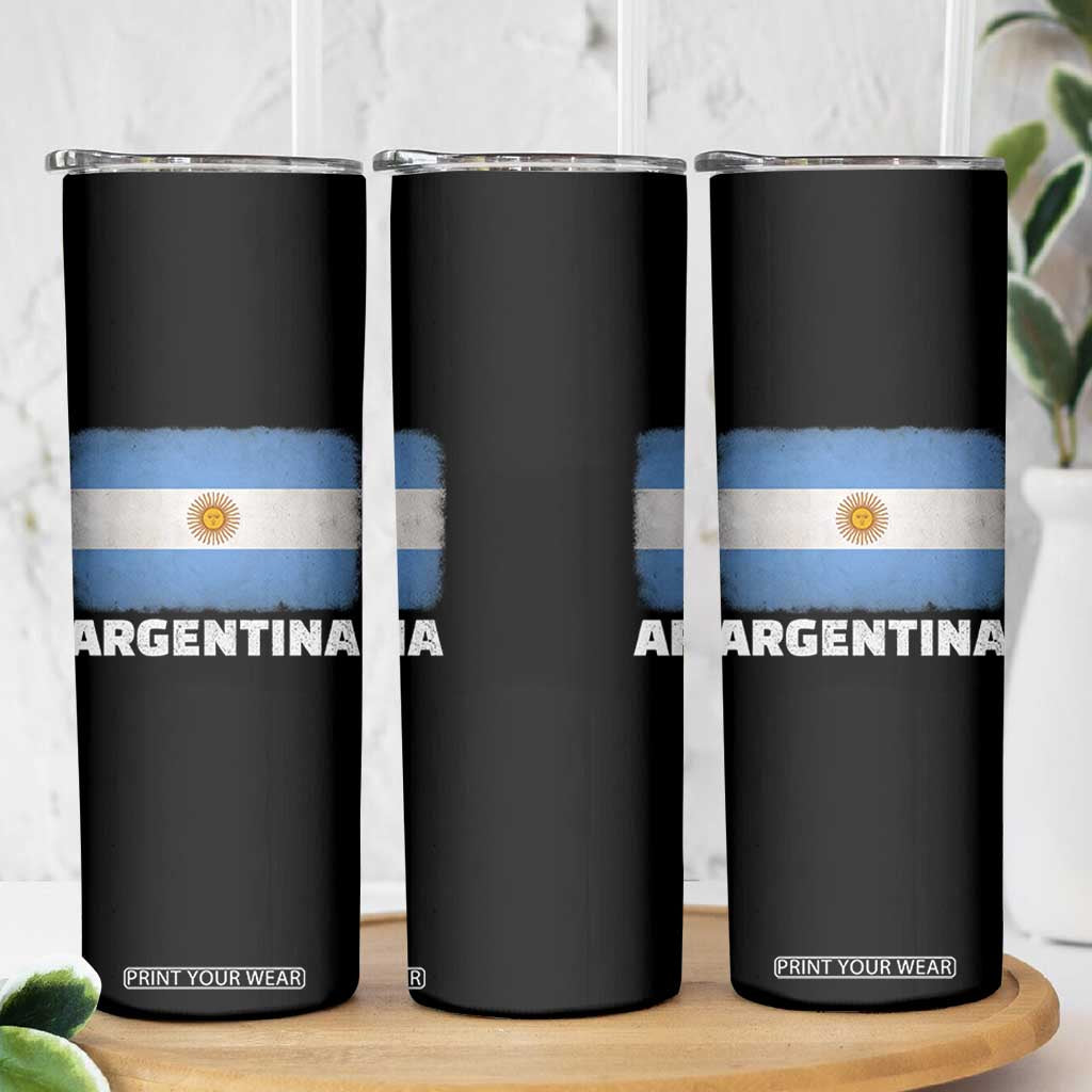 Vintage Argentina Flag Sun of May Argentinian Souvenir Skinny Tumbler